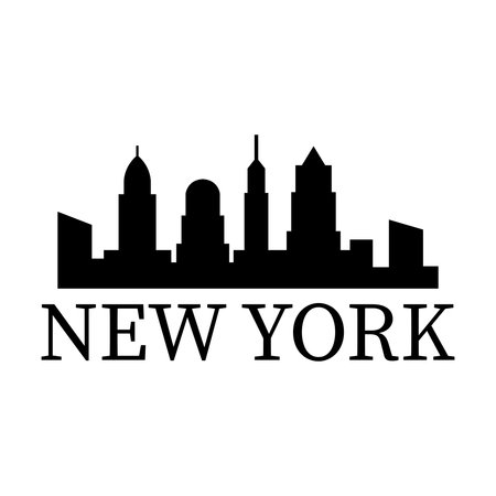 New York city skyline silhouette. Vector illustration. Flat design style.のイラスト素材