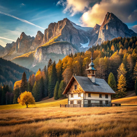 Idyllic autumn scene in the Dolomites, Italy.の素材