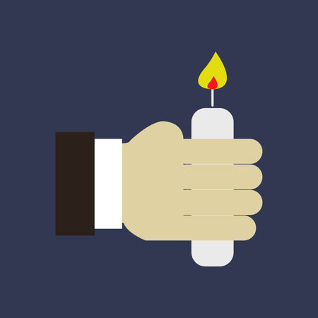 Candle in hand icon. Flat design. Vector Illustration.のイラスト素材