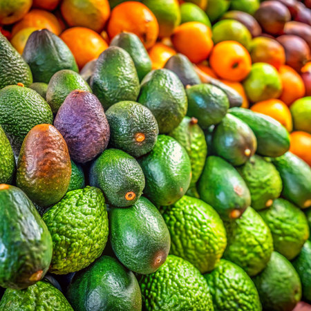 Avocado fruit on display at the local market in India, Asiaの素材