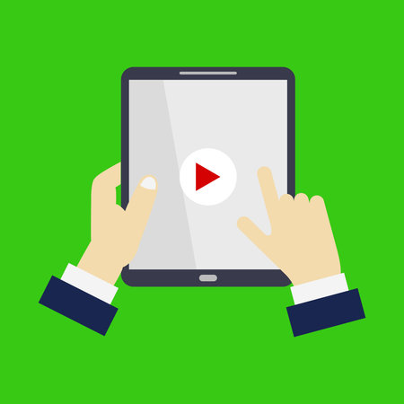 Video player on tablet screen. Flat design. Vector illustration. Eps 10のイラスト素材