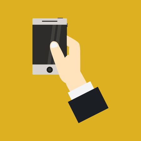 Smartphone design over yellow background, vector illustration. Eps 10.のイラスト素材