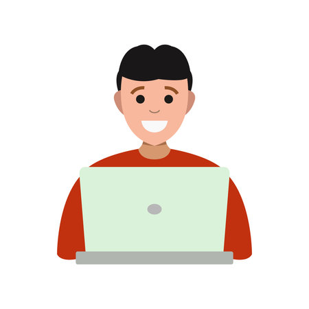 man with laptop icon over white background. colorful design. vector illustrationのイラスト素材