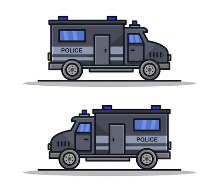 Ambulance car and police car. Flat design vector illustration.のイラスト素材