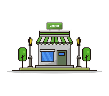 Store building icon. Shopping commerce market and retail theme. Colorful design. Vector illustrationのイラスト素材