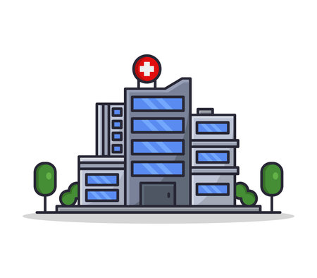 hospital building icon over white background. colorful design. vector illustrationのイラスト素材