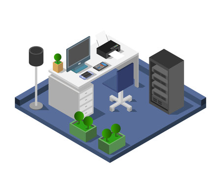 Workplace isometric vector illustration. Workplace isometric concept.のイラスト素材