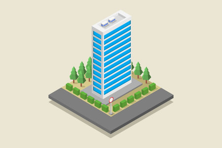 Isometric skyscraper. 3d vector illustration. Flat design.のイラスト素材