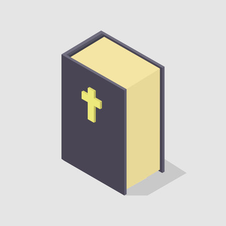 Bible icon. Gray background with yellow and gray. Vector illustration.のイラスト素材