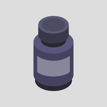 Bottle of medicine icon. Gray background with blue. Vector illustration.のイラスト素材