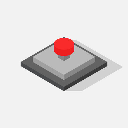 Isometric red button on a gray background. Flat vector illustration.のイラスト素材