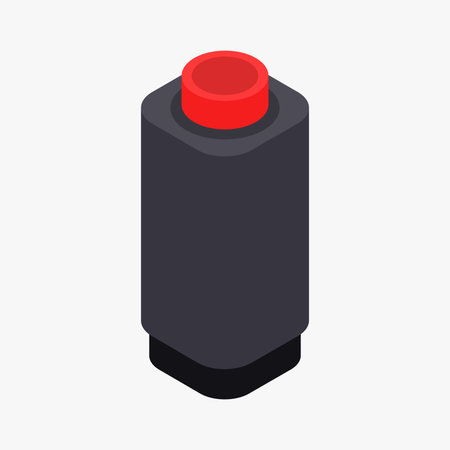 Isometric red push button on white background. Flat design vector illustration.のイラスト素材