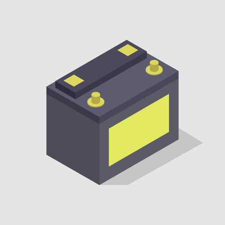 Car battery isometric icon. Vector illustration of a car battery.のイラスト素材
