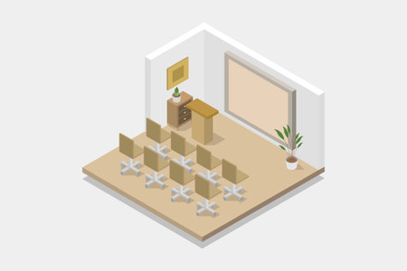 Conference room isometric vector illustration. Conference room isometric vector illustration.のイラスト素材