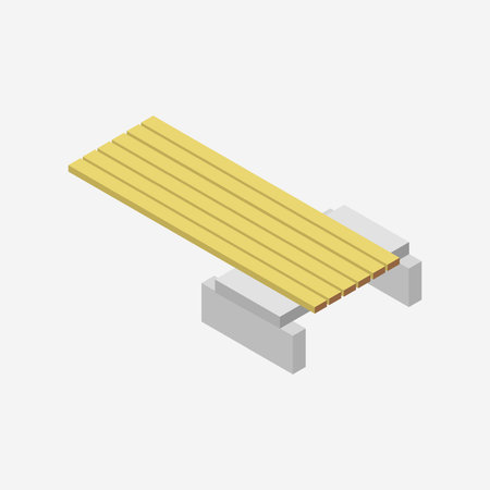 Wooden bench isometric icon. Isolated on white background.のイラスト素材