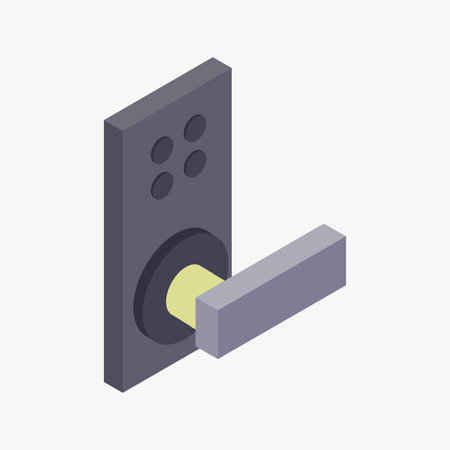 Door lock icon. Isometric view of door lock vector icon for web designのイラスト素材