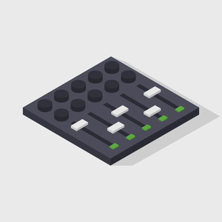 Audio mixing console isometric icon. Vector illustration in flat design.のイラスト素材