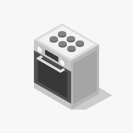 Isometric stove icon, vector illustration in flat 3d style.のイラスト素材
