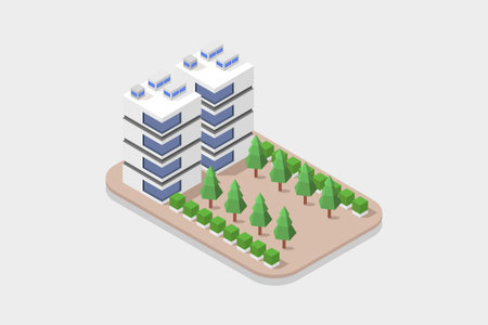 isometric flat 3d vector concept of modern city buildings and infrastructureのイラスト素材