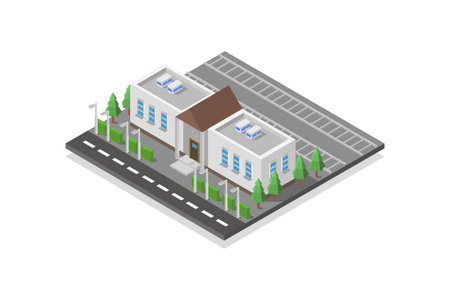 Isometric flat 3D building icon. Vector illustration of a city.のイラスト素材