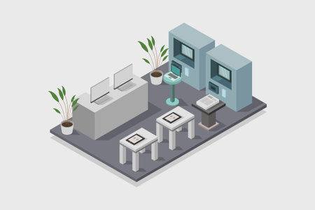 illustration of info graphic home office concept in isometric 3d graphicのイラスト素材