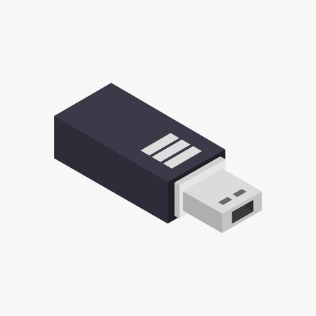 USB flash drive isometric flat icon. Vector illustration on white background.