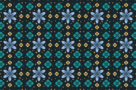 Ikat geometric folklore ornament with diamonds. Tribal ethnic vector texture. Seamless striped...
