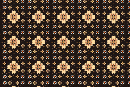 Seamless floral pattern. Stylized flowers. Ikat geometric folklore ornament. Oriental vector damask pattern. Ancient art of Arabesque. Tribal ethnic texture. Spanish motif on the carpet. Aztec style.のイラスト素材