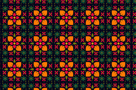 Seamless floral pattern. Colorful flowers on a dark background.