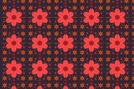 Seamless floral pattern. Stylized flowers on a black background. Textile report.
