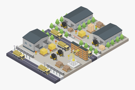 Isometric warehouse concept. Warehouse isometric. Warehouse isometric vector illustrationのイラスト素材