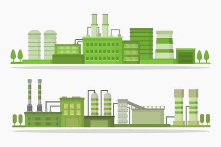 Industrial landscape. Vector illustration in flat style. Elements for designのイラスト素材