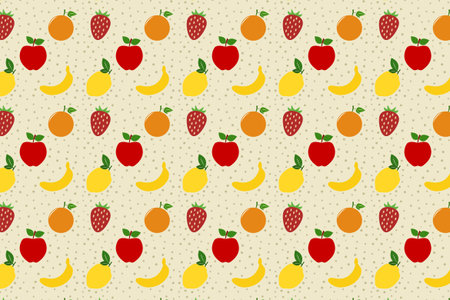 Seamless pattern with fruits. Vector illustration in flat style.