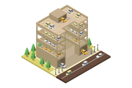 Building isometric composition with construction site and building materials on ground vector illustrationのイラスト素材