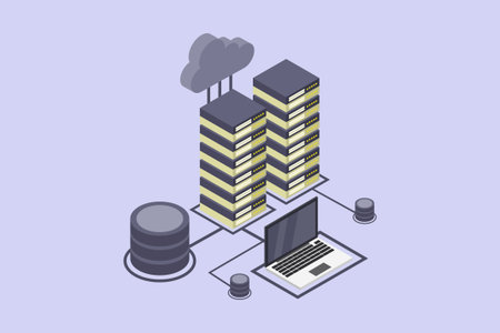 isometric 3d vector concept of cloud computing and data storage.