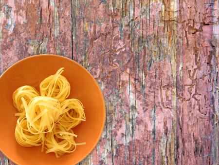 Pasta on Wooden Backgroundの写真素材