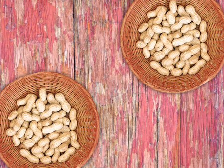 Peanuts On The Wooden Background