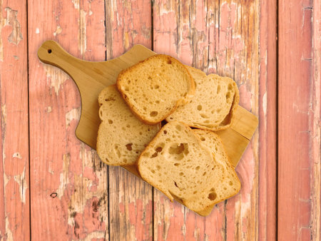 Bread on wooden background