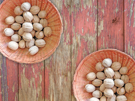 Nuts on the Wooden Background