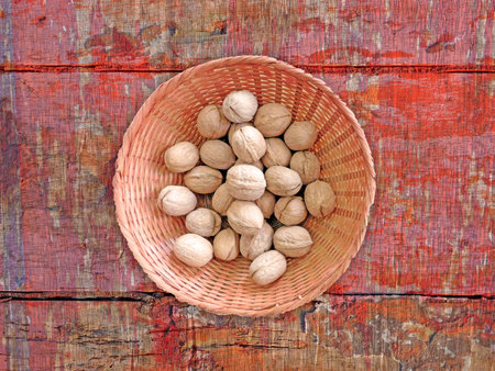 Nuts on the Wooden Background