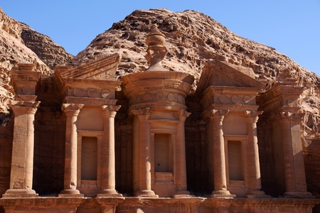 Close-up of old nabatean Monastery in Petra, Jordanの写真素材