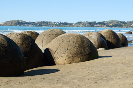 Close up of Moeraki boulders in New Zealandの写真素材