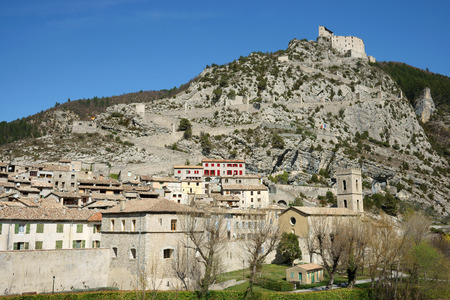 Entravaux fotress and medieval town in Provence, Franceの写真素材