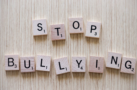 Stop Bullying on woodの写真素材
