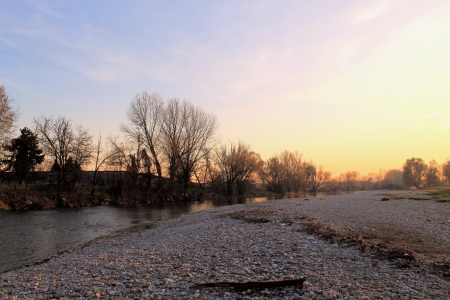 beach on the riverの写真素材