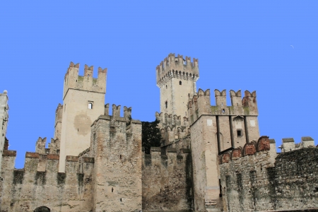 castle on Lake Garda in Italyのeditorial素材
