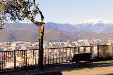 Brescia, northern Italy city view from above の写真素材