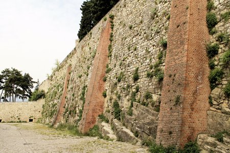 ancient defensive wall of ancient castleの写真素材