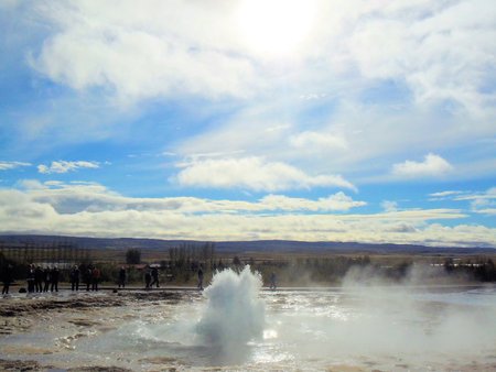 small geyser boiling closeup shotのeditorial素材