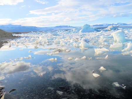 icebergs floating in the icy sea icelandic